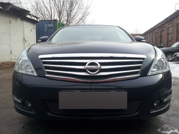 Защитная сетка радиатора ProtectGrille Premium для Nissan Teana II (2008-2013 Черная) - ОбвесКарРу VIN: NTEN.Premium.black. 