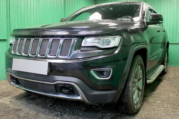 Защитная сетка радиатора ProtectGrille Premium верхняя для Jeep Grand Cherokee (2013-н.в. Черная) - ОбвесКарРу VIN: JGCH13.PREMIUM.top2.black. 