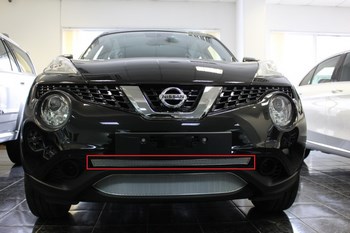 Защитная сетка радиатора ProtectGrille Premium верхняя для Nissan Juke (2014-2015 Хром) - ОбвесКарРу VIN: NJUK14.Premium.top.chrome. 