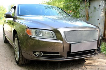 Защитная сетка радиатора ProtectGrille Premium для Vovlo S80 (2006-2010 Хром) - ОбвесКарРу VIN: VS80.06.PREMIUM.chrome. 