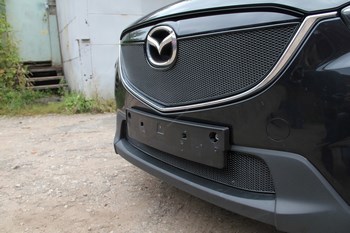 Защитная сетка радиатора ProtectGrille Premium верхняя для Mazda CX5 (2012-2014 Черная) - ОбвесКарРу VIN: MАZX5.PREMIUM.top.black. 