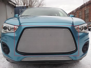 Защитная сетка радиатора ProtectGrille Premium верхняя для Mitsubishi ASX (2013-2015 Хром) - ОбвесКарРу VIN: MITASX13.Premium.top.chro. 