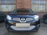 Защитная сетка радиатора ProtectGrille Premium верхняя для Nissan Qashqai 2 части (2010-2014 Хром)