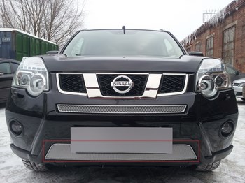 Защитная сетка радиатора ProtectGrille Premium нижняя для Nissan X-Trail (2011-2014 Хром) - ОбвесКарРу VIN: NXTRT31.Premium.bot.chrom. 