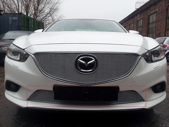 Защитная сетка радиатора ProtectGrille Premium нижняя для Mazda 6 (2012-2014 Хром) - ОбвесКарРу VIN: MZ6.Premium.bot.chrome. 