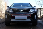 Защитная сетка радиатора ProtectGrille Premium средняя часть для KIA Sorento (2013-2015 Хром)