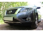 Защитная сетка радиатора ProtectGrille Premium верхняя для Nissan Pathfinder (2014- Черная)