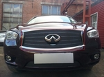 Защитная сетка радиатора ProtectGrille Premium верхняя для Infiniti JX35 (2012-2015 Черная)