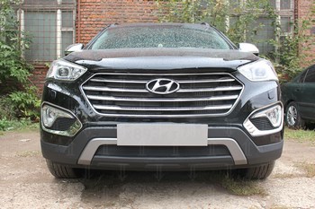 Защитная сетка радиатора ProtectGrille Premium для Hyundai Santa Fe (2012-2015 Черная) - ОбвесКарРу VIN: HGRANSF.black. 