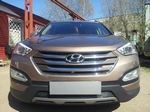 Защитная сетка радиатора ProtectGrille Premium для Hyundai Santa Fe (2012-2015 Черная)