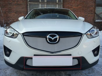 Защитная сетка радиатора ProtectGrille Premium нижняя для Mazda CX5 (2012-2014 Хром) - ОбвесКарРу VIN: MZX5.Premium.bot.chrome. 