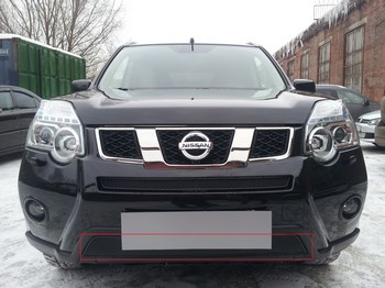 Защитная сетка радиатора ProtectGrille Premium нижняя для Nissan X-Trail (2011-2014 Черная) - ОбвесКарРу VIN: NXTRT31.Premium.bot.black. 