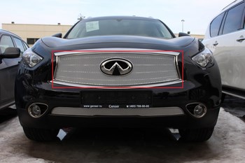 Защитная сетка радиатора ProtectGrille Premium верхняя для Infiniti FX37 II (2012-2013 Хром) - ОбвесКарРу VIN: INFQX70.Premium.top.chrom. 