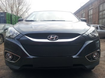 Защитная сетка радиатора ProtectGrille Premium для Hyundai IX35 (2010-2015 Черная) - ОбвесКарРу VIN: HIX35.Premium.black. 