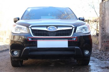 Защитная сетка радиатора ProtectGrille Premium верхняя для Subaru Forester (2014-2015 Черная) - ОбвесКарРу VIN: SUBFOR14.Premium.top.blac. 