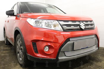 Защитная сетка радиатора ProtectGrille Premium 2 части для Suzuki Vitara (2014-н.в. Хром) - ОбвесКарРу VIN: SUZV14.PREMIUM.chrome. 