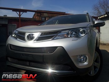 Защитная сетка радиатора ProtectGrille Premium 3 части для Toyota Rav4 (2013-2015 Черная) - ОбвесКарРу VIN: TRAVK13.PREMIUM.black. 