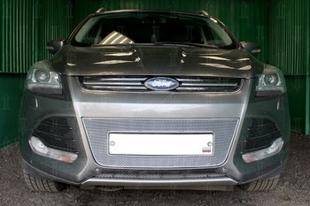 Защитная сетка радиатора ProtectGrille Premium для Ford Kuga (2013-н.в. Хром) - ОбвесКарРу VIN: FKUG13.PREMIUM.chrome. 