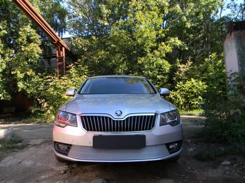 Защитная сетка радиатора ProtectGrille Premium для Skoda Superb (2014-2015 Хром) - ОбвесКарРу VIN: SKSUPB14.Premium.chrome. 