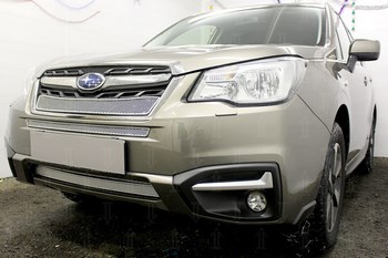 Защитная сетка радиатора ProtectGrille Premium верхняя для Subaru Forester (2016-н.в. Хром) - ОбвесКарРу VIN: SUBFOR16.PREMIUM.top.chro. 