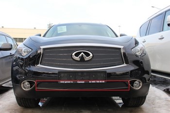 Защитная сетка радиатора ProtectGrille Premium нижняя для Infiniti FX37 II (2012-2013 Черная) - ОбвесКарРу VIN: INFQX70.Premium.bot.black. 