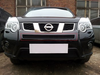 Защитная сетка радиатора ProtectGrille средняя для Nissan X-Trail (2011-2014 Черная) - ОбвесКарРу VIN: NXTRT31.mid.black. 