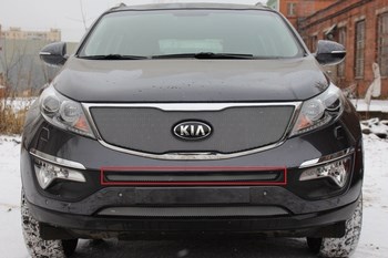 Защитная сетка радиатора ProtectGrille средняя для KIA Sportage (2014-2015 Хром) - ОбвесКарРу VIN: KSPO14.mid.chrome. 