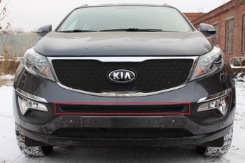 Защитная сетка радиатора ProtectGrille средняя для KIA Sportage (2014-2015 Черная) - ОбвесКарРу VIN: KSPO14.mid.black. 