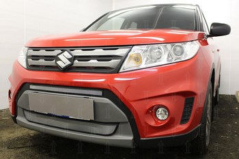 Защитная сетка радиатора ProtectGrille Standart 2 части для Suzuki Vitara (2014-н.в. Хром) - ОбвесКарРу VIN: SUZV14.chrome. 