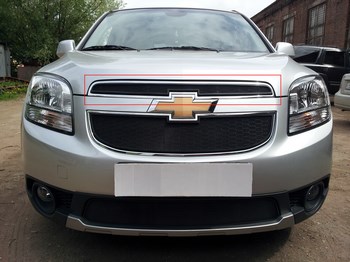 Защитная сетка радиатора ProtectGrille верхняя для Chevrolet Orlando (2010-2015 Черная) - ОбвесКарРу VIN: CHORL.top.black. 