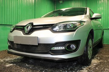 Защитная сетка радиатора ProtectGrille верхняя для Renault Megane 2 части (2014-н.в. Черная) - ОбвесКарРу VIN: RMEG13.top.black. 
