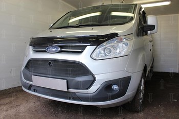 Защитная сетка радиатора ProtectGrille верхняя для Ford Tourneo Custom (2012-н.в. Черная) - ОбвесКарРу VIN: FTC12.top.black. 