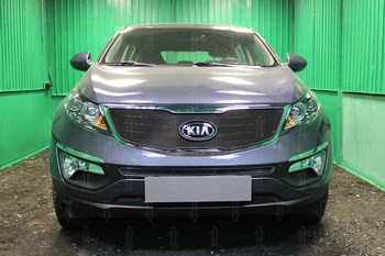 Защитная сетка радиатора ProtectGrille верхняя для KIA Sportage (2014-2015 Черная) - ОбвесКарРу VIN: KSPO14.top2.black. 