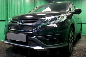 Защитная сетка радиатора ProtectGrille верхняя для Honda CR-V IV (дв. 2.0 2015-н.в. Черная) - ОбвесКарРу VIN: HCRV15.top.black. 