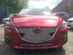 Защитная сетка радиатора ProtectGrille верхняя с парктронником для Mazda 3 (2013-2015 Хром)