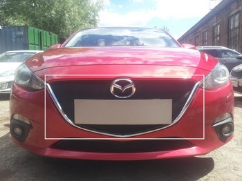 Защитная сетка радиатора ProtectGrille верхняя для Mazda 3 (2013-2015 Черная) - ОбвесКарРу VIN: MAZ13.top.black. 
