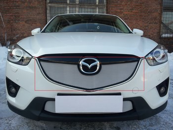 Защитная сетка радиатора ProtectGrille верхняя для Mazda CX5 (2012-2014 Хром) - ОбвесКарРу VIN: MАZX5.top.chrome. 