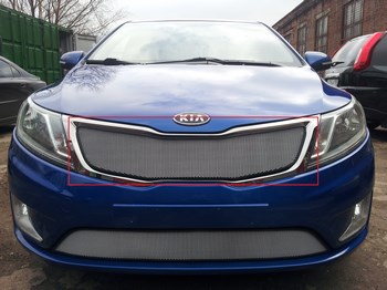 Защитная сетка радиатора ProtectGrille верхняя для KIA RIO (2011-2015 Хром) - ОбвесКарРу VIN: KRIO.top2.chrome. 